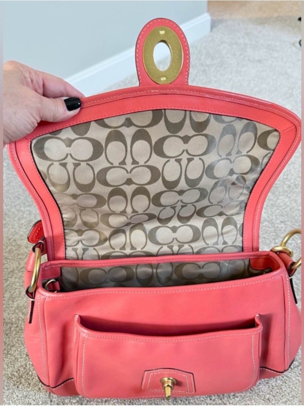 Y2K Coach Legacy Ali RARE € 65th Anniversary Coral Pink M/L Shoulder bag - Picture 10 of 10